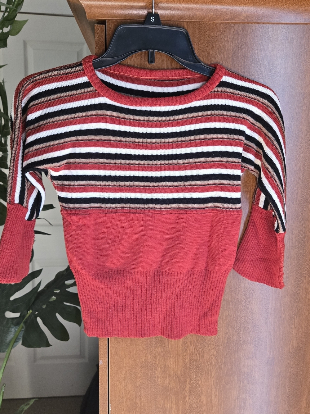 Vintage Red Black White Striped Sweater